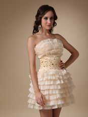 Ruffled Layers Skirt With Champagne Lace Sweet 16 Dress