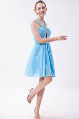 Cute Sky Blue Chiffon Dress To Wear For Sweet 16 Party