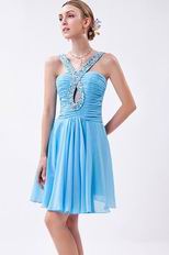 Cute Sky Blue Chiffon Dress To Wear For Sweet 16 Party