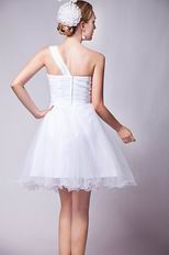 Cute One Shoulder Knee Length White Tulle Sweet 16 Dress