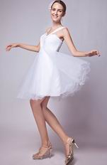 Cute One Shoulder Knee Length White Tulle Sweet 16 Dress