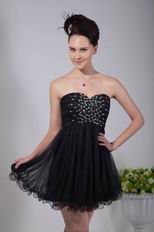 Noble Sweetheart Black Net Sweet 16 Dresses With Beading