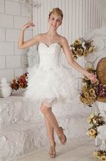 Beaded Mini Length Ivory Organza Sweet 16 Dress For Cheap