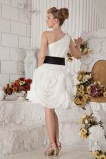 Lovely One Shoulder Rolled Fabric Flowers Sweet 16 Dress