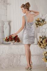 Cheap One Shoulder Silver Elestic Woven Satin Sweet 16 Dress