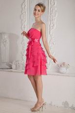 Lovely Strapless Hot Pink Layers Skirt Sweet 16 Party Dress