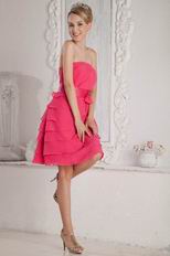 Lovely Strapless Hot Pink Layers Skirt Sweet 16 Party Dress