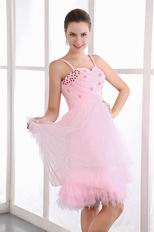 Lovely Spaghetti Straps Sweetheart Pink Short Sweet 16 Dress