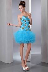 Sweetheart Sequined Layers Doger Blue Dress For Sweet 16 Party