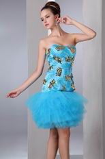 Sweetheart Sequined Layers Doger Blue Dress For Sweet 16 Party