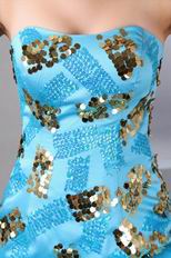 Sweetheart Sequined Layers Doger Blue Dress For Sweet 16 Party