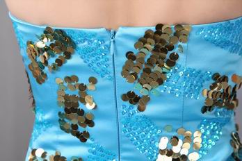 Sweetheart Sequined Layers Doger Blue Dress For Sweet 16 Party