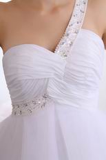 White Sweet 16 Dress With One Shoulder Short Skirt Design