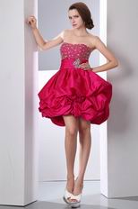 Strapless Back Zip Short Carmine Red Sweet 16 Dress