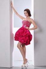 Strapless Back Zip Short Carmine Red Sweet 16 Dress