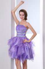 One Shoulder Lavender Affordable Organza Sweet 16 Dress