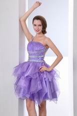 One Shoulder Lavender Affordable Organza Sweet 16 Dress