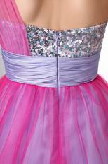 Lovely One Shoulder Hot Pink Sweet 16 Dress Discount