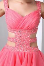 Sexy Exposed Waist Pink Custom Sweet Sixteen Dresses