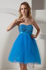 Sweetheart Knee Length Dodger Blue Sweet 16 Dress Short