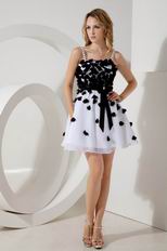 White Organza Girls Choice Sweet 16 Dress With Black Flowers
