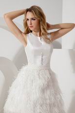 Scoop Feather Decorate Skirt Short Sweet 16 Dress With Button