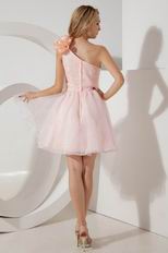 One Shoulder Flower Straps Sweet 16 Dress By Pink Organza