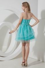 Strapless Turquoise Organza Layers Skirt Sweet 16 Dress