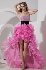 High Low Asymmetrical Ruffles Skirt Rose Pink Sweet 16 Dress