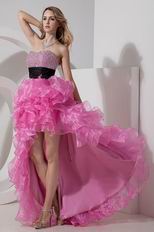 High Low Asymmetrical Ruffles Skirt Rose Pink Sweet 16 Dress