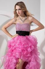 High Low Asymmetrical Ruffles Skirt Rose Pink Sweet 16 Dress