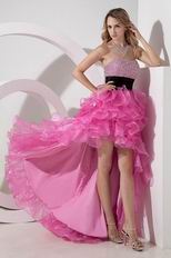 High Low Asymmetrical Ruffles Skirt Rose Pink Sweet 16 Dress