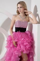 High Low Asymmetrical Ruffles Skirt Rose Pink Sweet 16 Dress