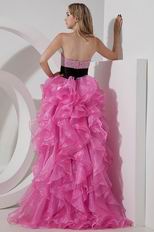 High Low Asymmetrical Ruffles Skirt Rose Pink Sweet 16 Dress