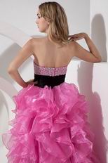 High Low Asymmetrical Ruffles Skirt Rose Pink Sweet 16 Dress