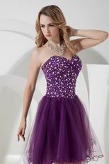 Crystals Grape Sweet Sixteen Dresses With Sweetheart Neck