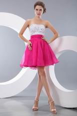 Strapless Fuchsia Dresses For Sweet 16 Party With Crystals