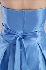 Strapless Blue Taffeta Girls Dress For Sweet 16 Party