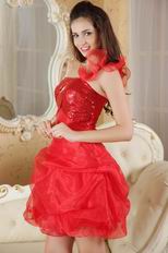 One Shoulder Sequin Bodice Short Skirt Scarlet Sweet 16 Dress