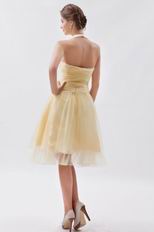 Halter Ruched A-line Daffodil Short Sweet 16 Party Dress