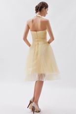 Halter Ruched A-line Daffodil Short Sweet 16 Party Dress