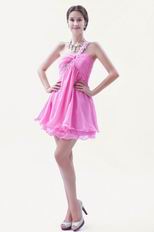 Cute One Shoulder Pink Mini Skirt Sweet 16 Dresses For Sale