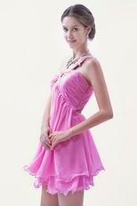 Cute One Shoulder Pink Mini Skirt Sweet 16 Dresses For Sale