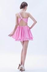 Cute One Shoulder Pink Mini Skirt Sweet 16 Dresses For Sale