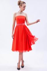 Wholesale Strapless Tea Length Orange Sweet 16 Dress