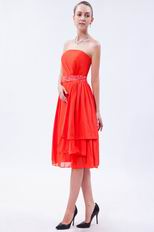 Wholesale Strapless Tea Length Orange Sweet 16 Dress