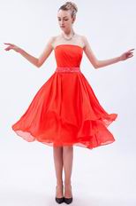 Wholesale Strapless Tea Length Orange Sweet 16 Dress