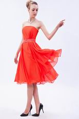 Wholesale Strapless Tea Length Orange Sweet 16 Dress