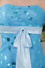 Strapless Sequin Fabric Sky Blue Sweet 16 Dress With Belt