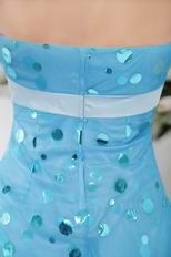 Strapless Sequin Fabric Sky Blue Sweet 16 Dress With Belt